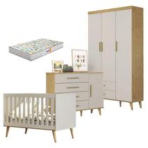 Quarto de Bebê Ludmila Off White Bétula com Colchão Gazin - Carolina Baby Quarto de Bebê Ludmila Off White Bétula com Colchão Gazin - Carolina Baby