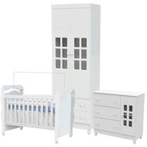 Quarto de Bebê Mariah 2 Portas com Berço New Nanda Branco Brilho - Carolina