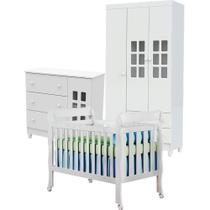 Quarto De Bebê Mariah 3p Com Berço Lila Branco Brilho - Carolina Quarto De Bebê Mariah 3p Com Berço Lila Branco Brilho - Carolina