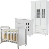Quarto de Bebê Mariah 3P com Berço Mirelle Branco Brilho - Carolina