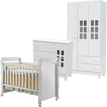 Quarto de Bebê Mariah 3P com Berço Mirelle Branco Brilho - Carolina
