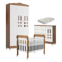 Quarto de Bebê New Selena 3 Portas com Berço Lila e Cômoda Selena Branco Acetinado Amadeirado e Colchão Gazin Carolina Móveis Quarto de Bebê New Selena 3 Portas com Berço Lila e Cômoda Selena Branco Acetinado Amadeirado e Colchão Gazin Carolina Móveis