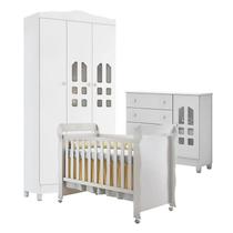 Quarto de Bebê New Selena 3 Portas com Cômoda Selena e Berço Mirelle Branco Brilho Carolina Móveis Quarto de Bebê New Selena 3 Portas com Cômoda Selena e Berço Mirelle Branco Brilho Carolina Móveis