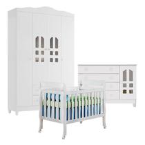 Quarto de Bebê New Selena 4 Portas com Berço Lila e Cômoda Gran Selena Branco Brilho Carolina Móveis Quarto de Bebê New Selena 4 Portas com Berço Lila e Cômoda Gran Selena Branco Brilho Carolina Móveis