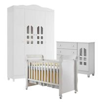 Quarto de Bebê New Selena 4 Portas com Cômoda Selena e Berço Mirelle Branco Brilho Carolina Móveis Quarto de Bebê New Selena 4 Portas com Cômoda Selena e Berço Mirelle Branco Brilho Carolina Móveis
