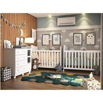 Quarto de Bebê para Gêmeos com 2 Berços com Rodízios e Cômoda Janelada Uli 100% MDF Quarto de Bebê para Gêmeos com 2 Berços com Rodízios e Cômoda Janelada Uli 100% MDF