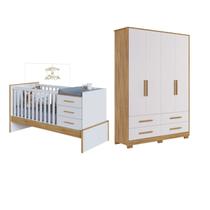 Quarto de Bebe Peroba Berço Multifuncional Beni Charlo MDF - Quarto de Bebe Peroba Berço Multifuncional Beni Charlo MDF -