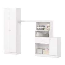 Quarto de Bebê Pétala com Guarda Roupa Cômoda 3 em 1 I201 Branco Jequitibá HP - Henn Quarto de Bebê Pétala com Guarda Roupa Cômoda 3 em 1 I201 Branco Jequitibá HP - Henn