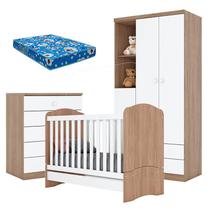 Quarto de Bebê Pique-Esconde com Berço Bala de Menta Rústico Branco e Colchão Ortobom - Henn Quarto de Bebê Pique-Esconde com Berço Bala de Menta Rústico Branco e Colchão Ortobom - Henn