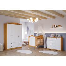 Quarto de Bebê Provençal Berço Cômoda 4 Gavetas Guarda Roupa 4 Portas 4 Gavetas Aquarela Espresso