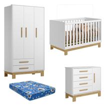 Quarto de Bebê Q Encanto Slim Branco Acetinado com Colchão Tend Tudo Qmovi Quarto de Bebê Q Encanto Slim Branco Acetinado com Colchão Tend Tudo Qmovi