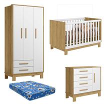Quarto de Bebê Q Encanto Slim Freijó TOQ Branco Acetinado com Colchão Ortobom Qmovi