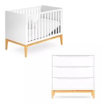 Quarto De Bebê Retrô Berço E Cômoda Amor Perfeito Cor Branco