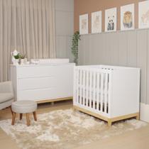 Quarto De Bebê Retrô Berço Médio E Cômoda Amor Perfeito