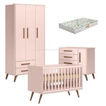 Quarto De Bebê Retrô Rosa Com Colchão Gazin - Qmovi