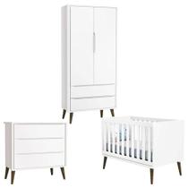 Quarto De Bebê Theo 2 Portas Branco Acetinado Com Pés Amadeirado - Reller Quarto De Bebê Theo 2 Portas Branco Acetinado Com Pés Amadeirado - Reller