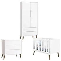 Quarto De Bebê Theo 2 Portas Branco Acetinado Com Pés Amadeirado - Reller Quarto De Bebê Theo 2 Portas Branco Acetinado Com Pés Amadeirado - Reller
