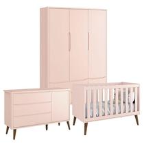 Quarto de Bebê Theo 3 Portas Rosa com Pés Amadeirados Reller