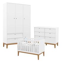 Quarto de Bebe Unique 3 Portas com Cômoda 6 Gavetas Branco Soft Eco Wood - Matic Quarto de Bebe Unique 3 Portas com Cômoda 6 Gavetas Branco Soft Eco Wood - Matic