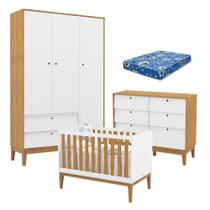 Quarto De Bebe Unique 3 Portas Com Cômoda 6 Gavetas Branco Soft Freijó Eco Wood E Colchão Ortobom - Matic Quarto De Bebe Unique 3 Portas Com Cômoda 6 Gavetas Branco Soft Freijó Eco Wood E Colchão Ortobom - Matic