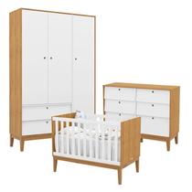 Quarto de Bebe Unique 3 Portas com Cômoda 6 Gavetas Freijó Branco Soft Eco Wood - Matic Quarto de Bebe Unique 3 Portas com Cômoda 6 Gavetas Freijó Branco Soft Eco Wood - Matic