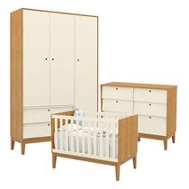Quarto de Bebe Unique 3 Portas com Cômoda 6 Gavetas Freijó Off White Eco Wood - Matic