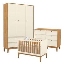 Quarto de Bebe Unique 3 Portas com Cômoda 6 Gavetas Off White Freijó Eco Wood - Matic Quarto de Bebe Unique 3 Portas com Cômoda 6 Gavetas Off White Freijó Eco Wood - Matic