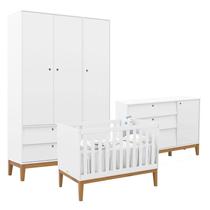 Quarto de Bebe Unique 3 Portas com Cômoda Sapateira Branco Soft Eco Wood - Matic