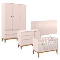 Quarto de Bebê Unique 3 Portas com Cômoda Sapateira e Painel Farm Rose Eco Wood - Matic