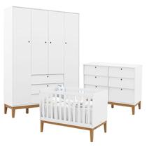 Quarto de Bebe Unique 4 Portas com Cômoda 6 Gavetas Branco Soft Eco Wood - Matic