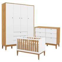 Quarto de Bebe Unique 4 Portas com Cômoda 6 Gavetas Branco Soft Freijó Eco Wood - Matic