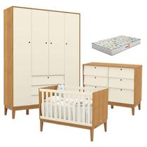 Quarto de Bebe Unique 4 Portas com Cômoda 6 Gavetas Freijó Off White Eco Wood e Colchão Gazin - Matic Quarto de Bebe Unique 4 Portas com Cômoda 6 Gavetas Freijó Off White Eco Wood e Colchão Gazin - Matic