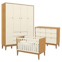 Quarto De Bebe Unique 4 Portas Com Cômoda 6 Gavetas Freijó Off White Eco Wood - Matic Quarto De Bebe Unique 4 Portas Com Cômoda 6 Gavetas Freijó Off White Eco Wood - Matic