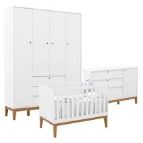 Quarto de Bebe Unique 4 Portas com Cômoda Sapateira Branco Soft Eco Wood - Matic Quarto de Bebe Unique 4 Portas com Cômoda Sapateira Branco Soft Eco Wood - Matic