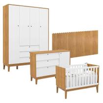 Quarto De Bebê Unique 4 Portas Com Cômoda Sapateira E Painel Farm Freijó Branco Soft Eco Wood - Matic Quarto De Bebê Unique 4 Portas Com Cômoda Sapateira E Painel Farm Freijó Branco Soft Eco Wood - Matic