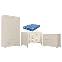 Quarto de Bebê Zaki e Berço Americano Evolution 4 em 1 Areia Acetinado com Colchão Ortobom - Reller Quarto de Bebê Zaki e Berço Americano Evolution 4 em 1 Areia Acetinado com Colchão Ortobom - Reller