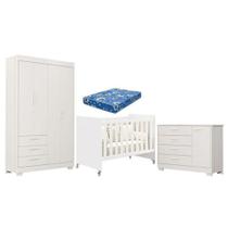 Quarto De Bebê Zaki E Berço Americano Evolution 4 Em 1 Branco Acetinado Com Colchão Ortobom - Reller Quarto De Bebê Zaki E Berço Americano Evolution 4 Em 1 Branco Acetinado Com Colchão Ortobom - Reller
