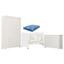 Quarto de Bebê Zaki e Berço Americano Evolution 4 em 1 Branco Acetinado com Colchão Ortobom - Reller Quarto de Bebê Zaki e Berço Americano Evolution 4 em 1 Branco Acetinado com Colchão Ortobom - Reller