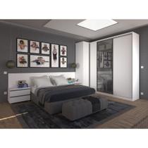 Quarto de Canto Casal com 5 Módulos e Vidro Reflecta Prime Plus Luciane Móveis