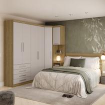 Quarto de Canto Casal com Guarda Roupa Aéreo e Cabeceira Paris Luciane Móveis Quarto de Canto Casal com Guarda Roupa Aéreo e Cabeceira Paris Luciane Móveis