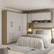 Quarto de Canto Casal com Guarda Roupa Aéreo e Cabeceira Paris Luciane Móveis Quarto de Canto Casal com Guarda Roupa Aéreo e Cabeceira Paris Luciane Móveis