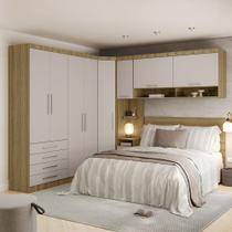 Quarto de Canto Casal com Guarda Roupa Aéreo e Cabeceira Paris Luciane Móveis