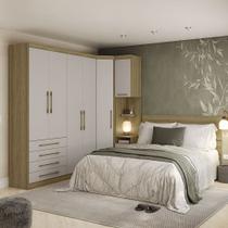 Quarto de Canto Casal com Guarda Roupa Aéreo e Cabeceira Paris Luciane Móveis