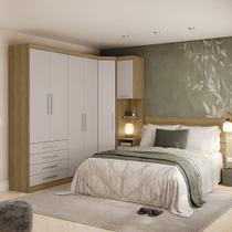 Quarto de Canto Casal com Guarda Roupa e Cabeceira Paris Luciane Móveis Quarto de Canto Casal com Guarda Roupa e Cabeceira Paris Luciane Móveis