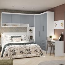 Quarto de Canto Casal com Guarda Roupas Cabeceira e Escrivaninha Alpes Luciane Móveis Quarto de Canto Casal com Guarda Roupas Cabeceira e Escrivaninha Alpes Luciane Móveis