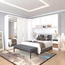 Quarto de Canto Casal com Guarda Roupas com Espelho e Mesas de Cabeceira Alpes Luciane Móveis