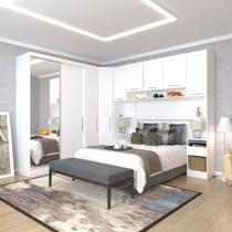 Quarto de Canto Casal com Guarda Roupas com Espelho e Mesas de Cabeceira Alpes Luciane Móveis