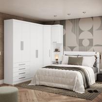 Quarto de Canto Casal com Guarda Roupas e Cabeceira Alpes Luciane Móveis Quarto de Canto Casal com Guarda Roupas e Cabeceira Alpes Luciane Móveis