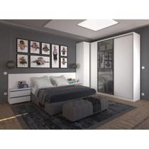 Quarto De Canto Com 5 Módulos E Vidro Reflecta Branco