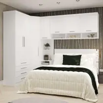 Quarto De Canto Queen Com Guarda Roupas Cabeceira Alpes Luci Branco Pf-branco Pf Quarto De Canto Queen Com Guarda Roupas Cabeceira Alpes Luci Branco Pf-branco Pf